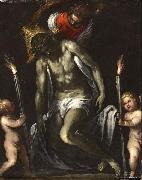PALMA GIOVANE Christ supported by two cherubs supporting a Cero Germany oil painting artist